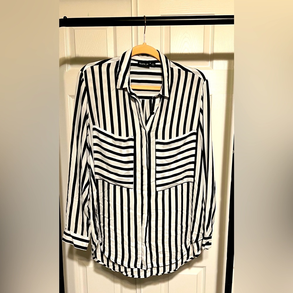 Allen B. Striped Black and White Blouse - Size M